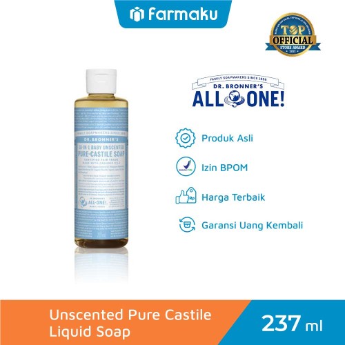 Dr. Bronners Liquid Soap Pure Castile Unscented 237 ml