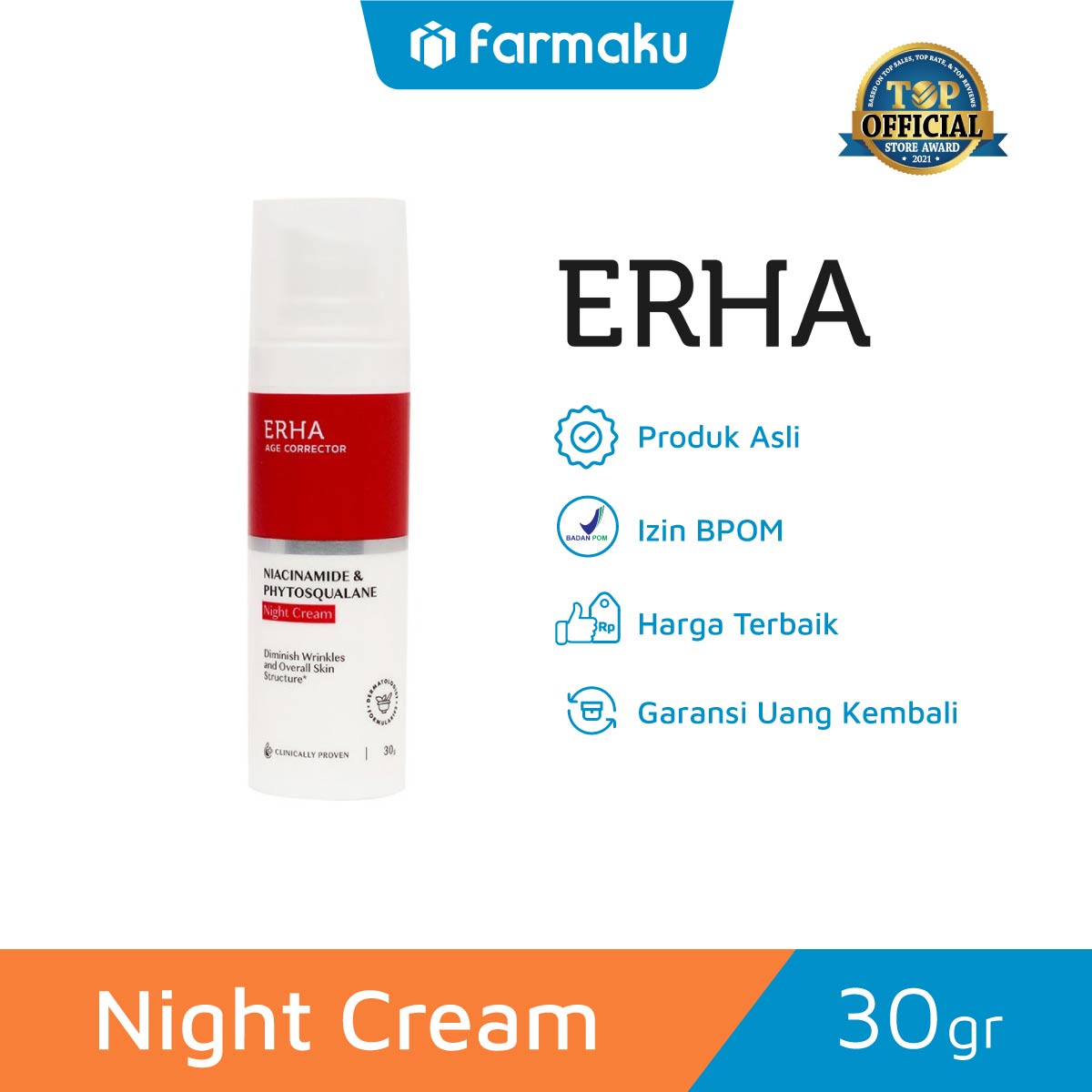 Erha Age Corrector Night Cream Niacinamide & Phytosqualane