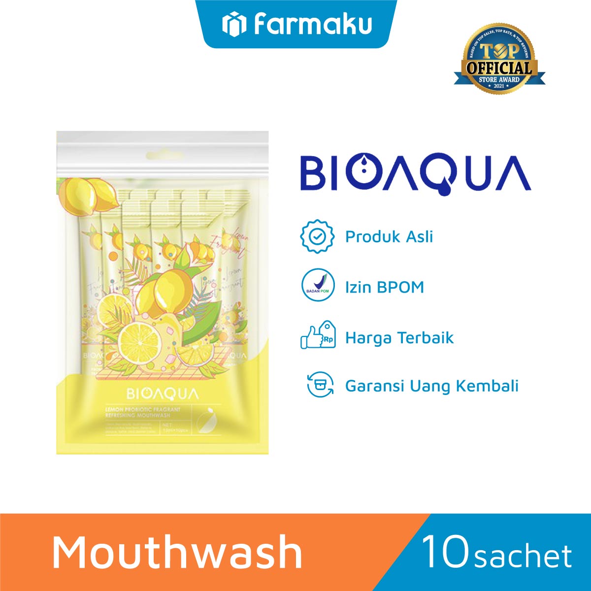 Bioaqua Mouthwash Lemon Probiotic Fragrant Refreshing