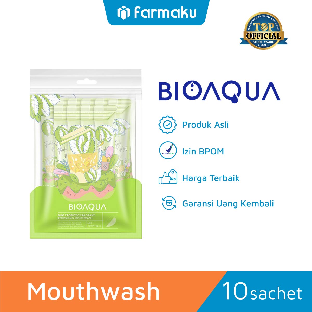 Bioaqua Mouthwash Mint Probiotic Fragrant Refreshing