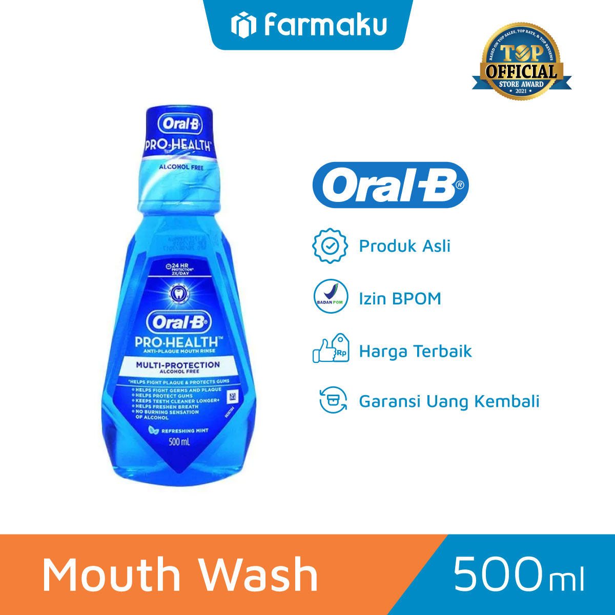 Oral B Prohealth Multi Protection Refreshing Clean Mint Rinse