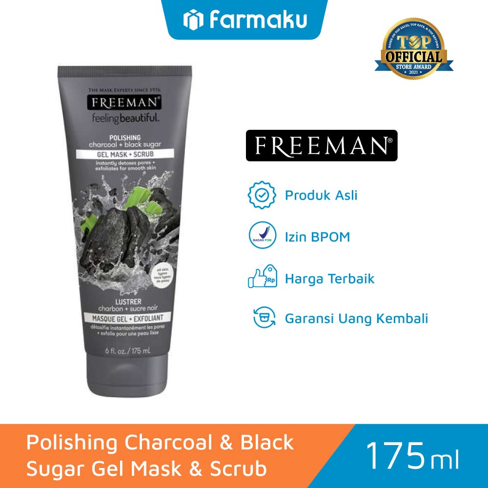Freeman Gel Mask & Scrub Polishing Charcoal & Black Sugar