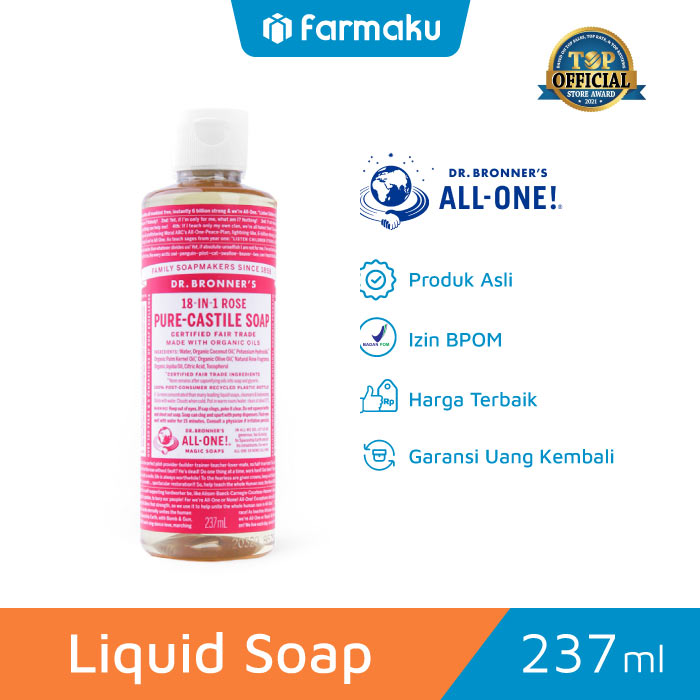 Dr. Bronners Liquid Soap Pure Castile Rose