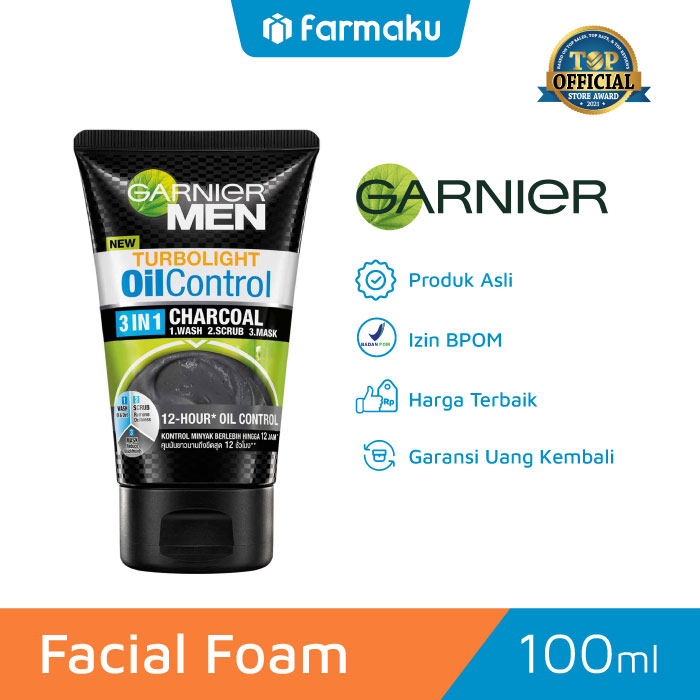 Garnier Men Facial Foam Oil Control 3 in 1 Charcoal