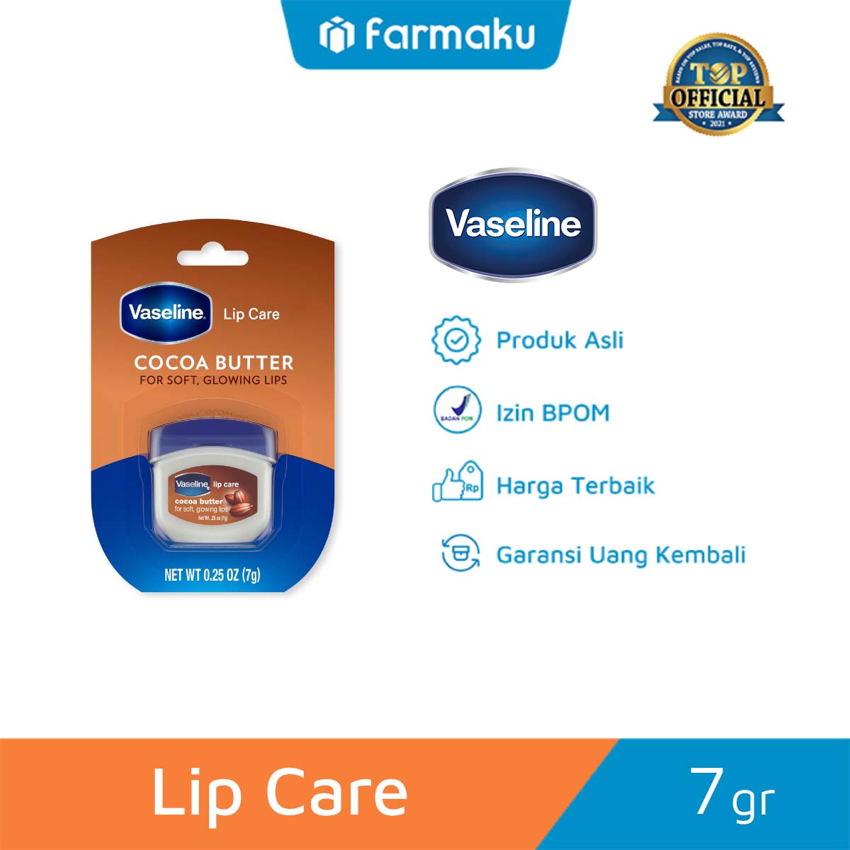 Vaseline Lip Therapy Cocoa Butter Jar