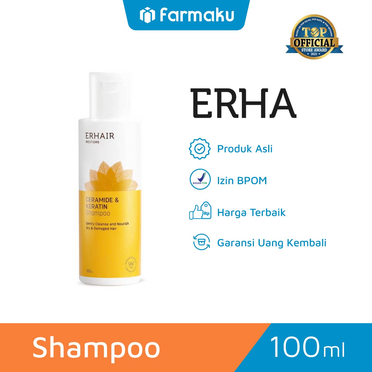 Erhair Restore Shampoo Daily Damage Repair Botol 100 ml